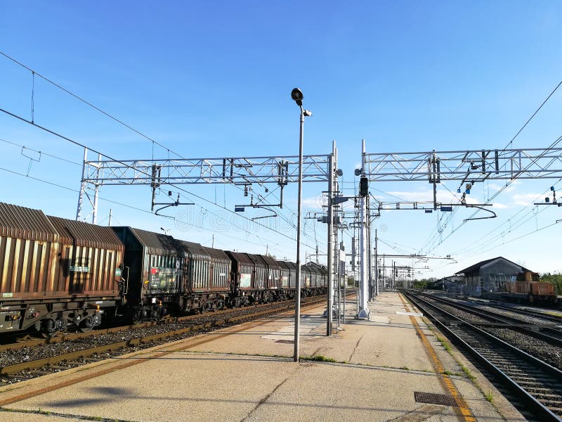 Train tracks perspective view royalty free stock image