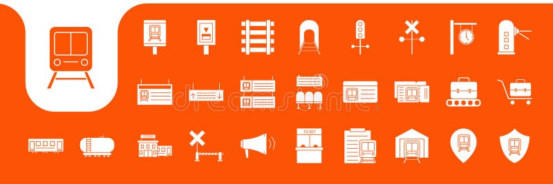 Train transport flat icon set collection vector design stock illustration