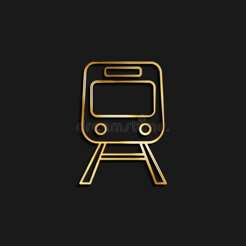 Train, transport gold icon. Vector illustration of golden particle background royalty free illustration