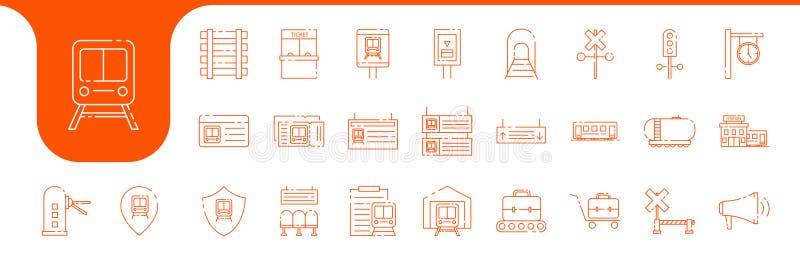 Train transport line icon set collection vector design vector illustration