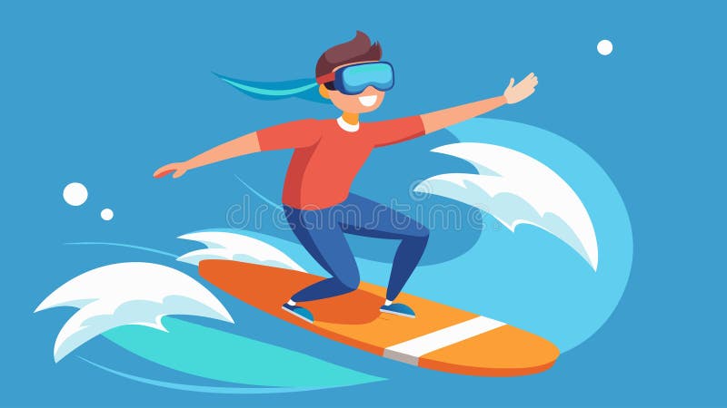 Train for your next surfing competition or simply enjoy the thrill of catching virtual waves in this comprehensive VR royalty free illustration