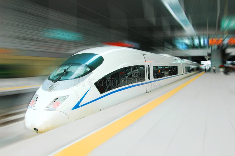 High speed train of China, the streamlined design of a modern bullet train .in beijing railway station. High speed train of China, the streamlined design of a modern bullet train .in beijing railway station.