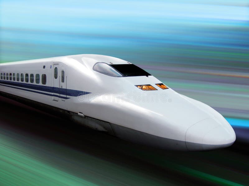 White high-speed train on blur background. White high-speed train on blur background