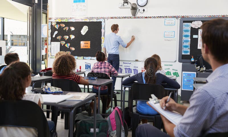 Trainee teacher learning how teach elementary students royalty free stock photography Trainee teacher learning how teach elementary students royalty free stock photography
