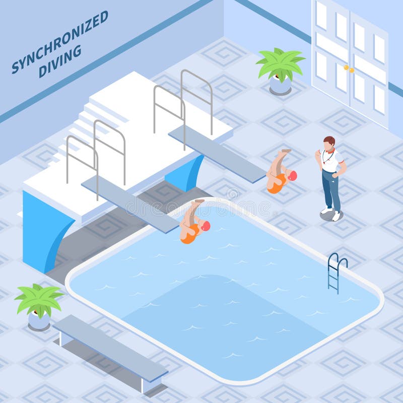 Synchronized Diving Isometric Composition.