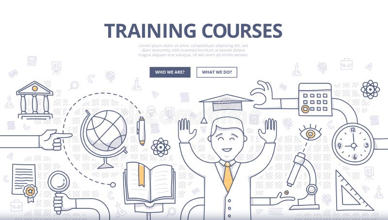 Training Courses and Education Doodle Concept royalty free illustration