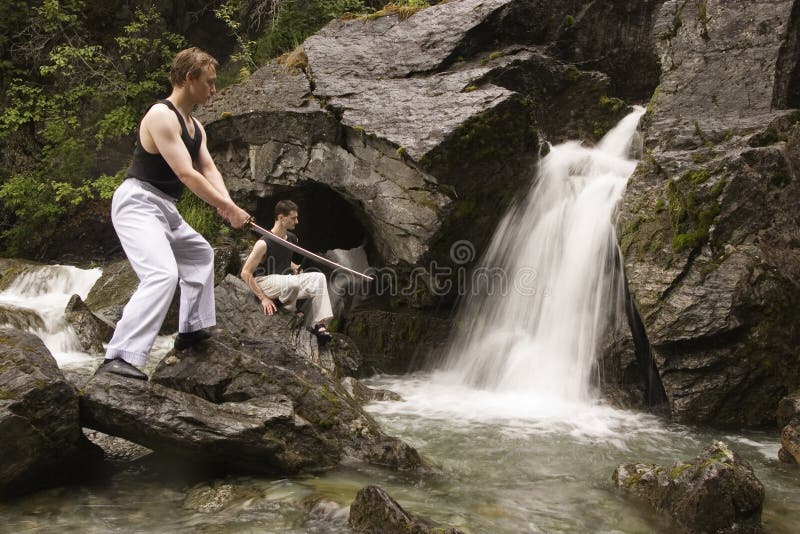 Training near waterfall