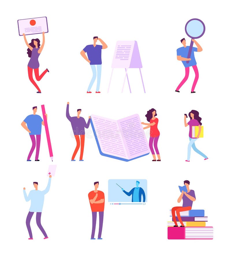 Training people. Education e-learning, online course video tutorial, distance studying vector concepts vector illustration