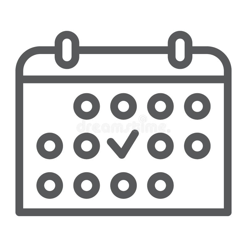 Sport Schedule Line Icon, Training and Planner, Calendar Sign, Vector