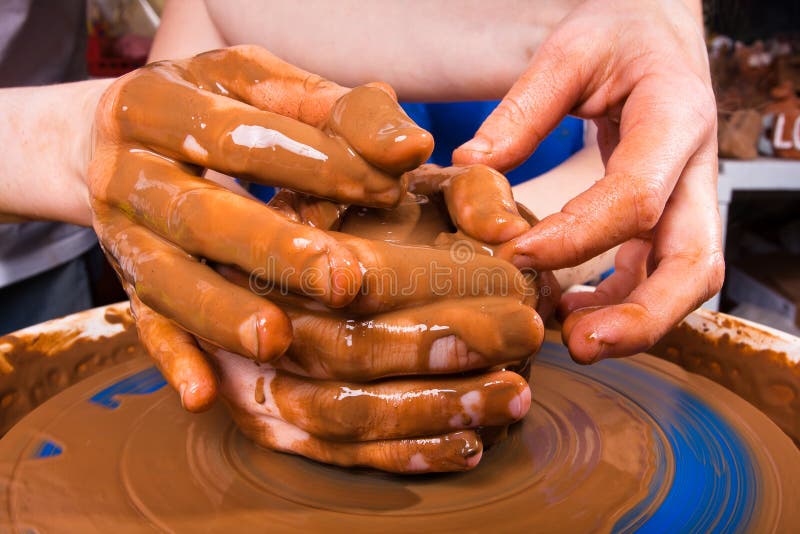 Training To Work on the Pottery Wheel Stock Image Image of potter