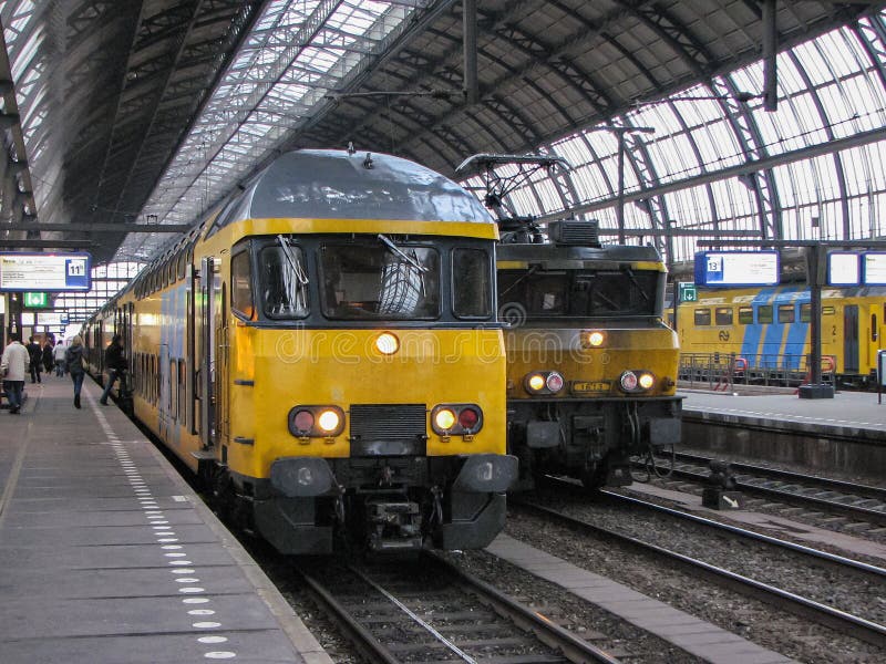 Trains in Amsterdam S Central Station Stock Photo Image of central