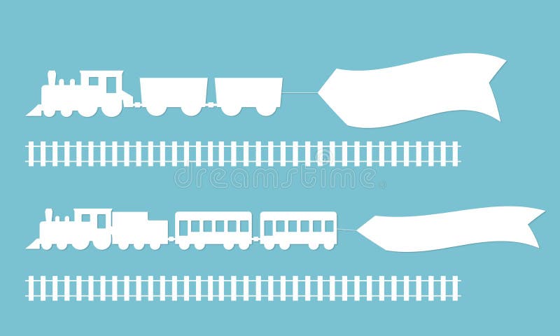 Trains avec des bannières de la publicité illustration libre de droits Trains avec des bannières de la publicité illustration libre de droits