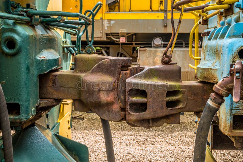 Trains Coupled Together in Train Yard Stock Photo Image of fastener
