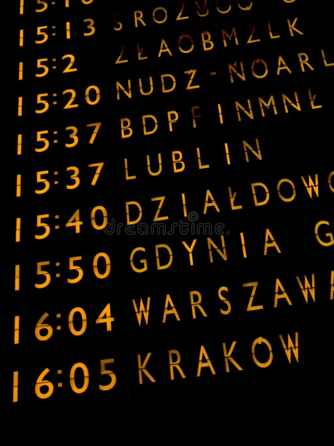 Trains departure board