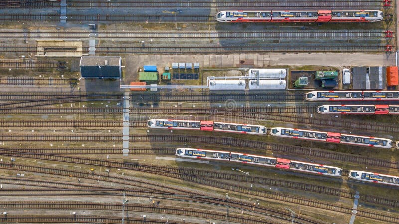 Trains at railroad yard at station