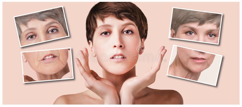 Traitement anti-vieillissement, de beauté, vieillissement et jeunesse, se soulevant, soins de la peau, concept de chirurgie plast image stock Traitement anti-vieillissement, de beauté, vieillissement et jeunesse, se soulevant, soins de la peau, concept de chirurgie plast image stock