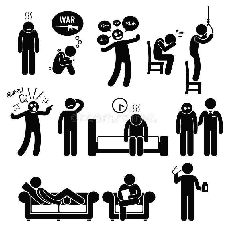 Traitement psychiatrique de maladie de problème de trouble mental de psychologie illustration libre de droits Traitement psychiatrique de maladie de problème de trouble mental de psychologie illustration libre de droits