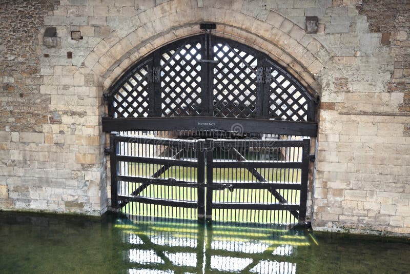 View of Traitors Gate from inside of castle, Tower of London - UK stock photography