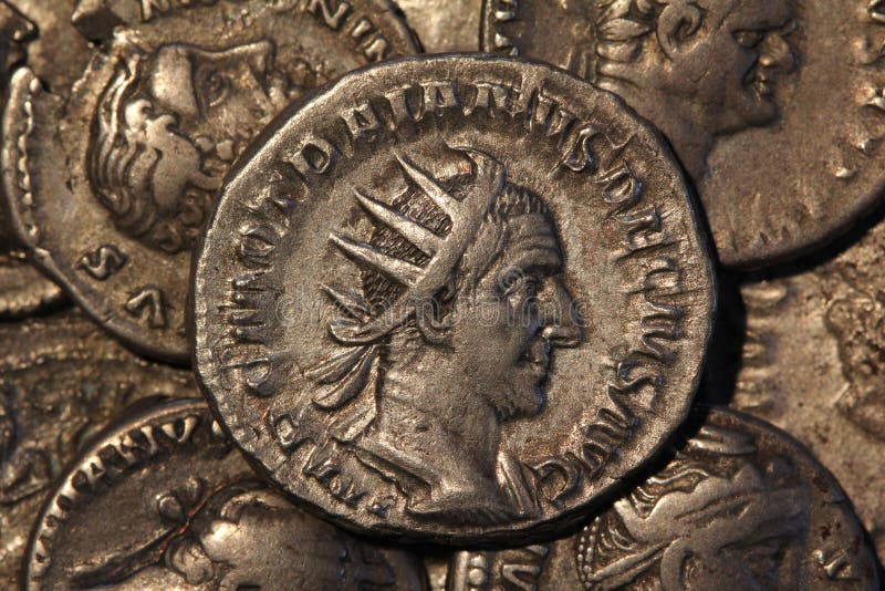 Trajan Decius Antoninianus Rom 249251, Römische Münzen Stockfoto