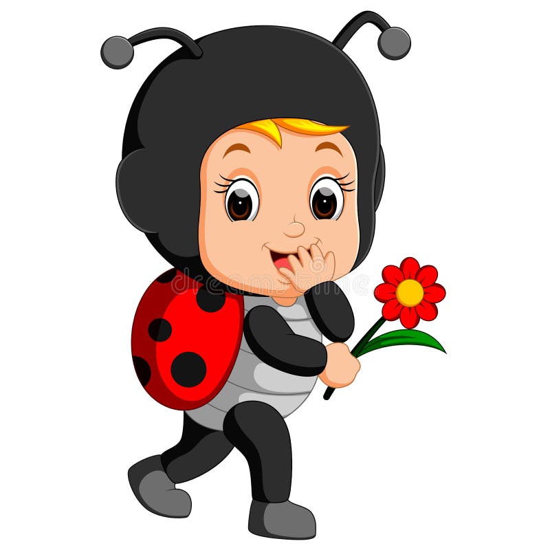 Traje de la mariquita de la historieta linda del muchacho que lleva libre illustration Traje de la mariquita de la historieta linda del muchacho que lleva libre illustration