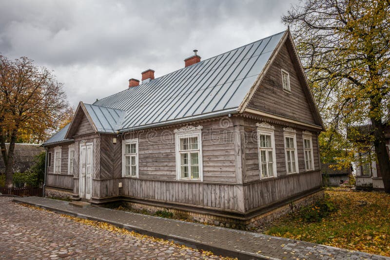 Traditional Lithuanian House In Trakai, Lithuania. Stock Photo Image