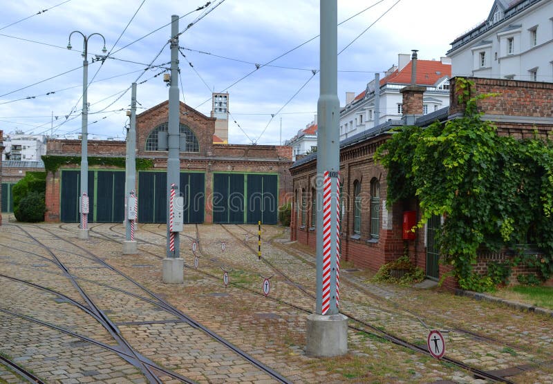 Tram depot stock photo. Image of park, structure, green 36498820