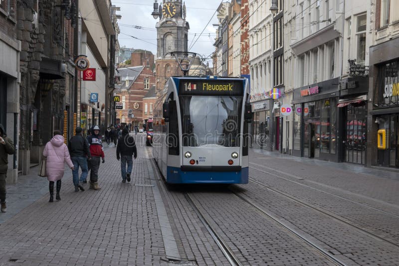 Tram 14 At The Reguliersbreestraat At Amsterdam The Netherlands 11-2-2020 royalty free stock image