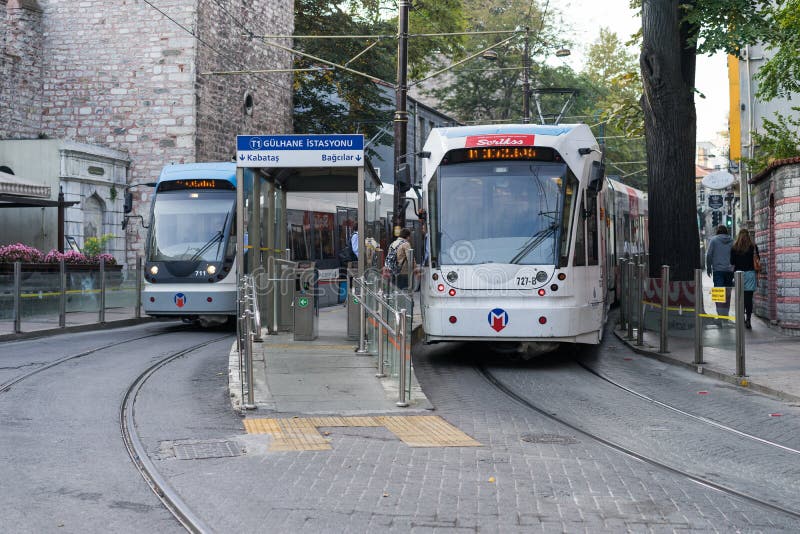 Tram station in downtown in Istanbul,Turkey