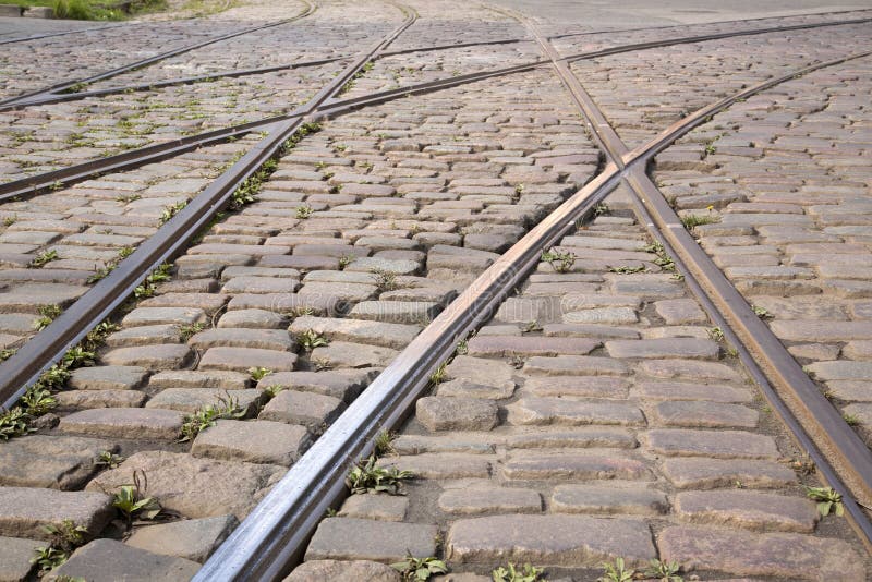 Tram Track on Cobbled Stones, Riga