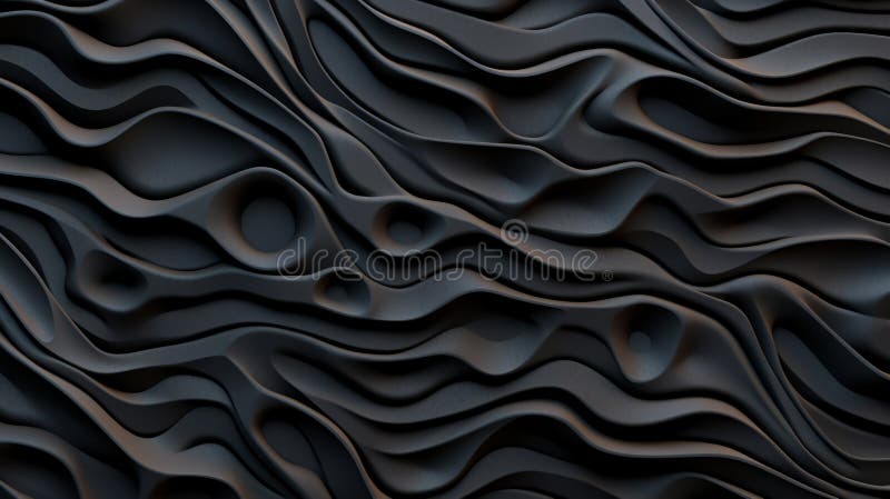 a black background with waves texture created from a polygon mesh and black ink. this unique style, reminiscent of cinema4d rendering, showcases sculptural ceramics with a blend of light indigo and dark bronze tones. the composition features smooth curves, a juxtaposition of hard and soft lines, layered textures, and is reminiscent of the works of serge marshennikov. ai generated. a black background with waves texture created from a polygon mesh and black ink. this unique style, reminiscent of cinema4d rendering, showcases sculptural ceramics with a blend of light indigo and dark bronze tones. the composition features smooth curves, a juxtaposition of hard and soft lines, layered textures, and is reminiscent of the works of serge marshennikov. ai generated