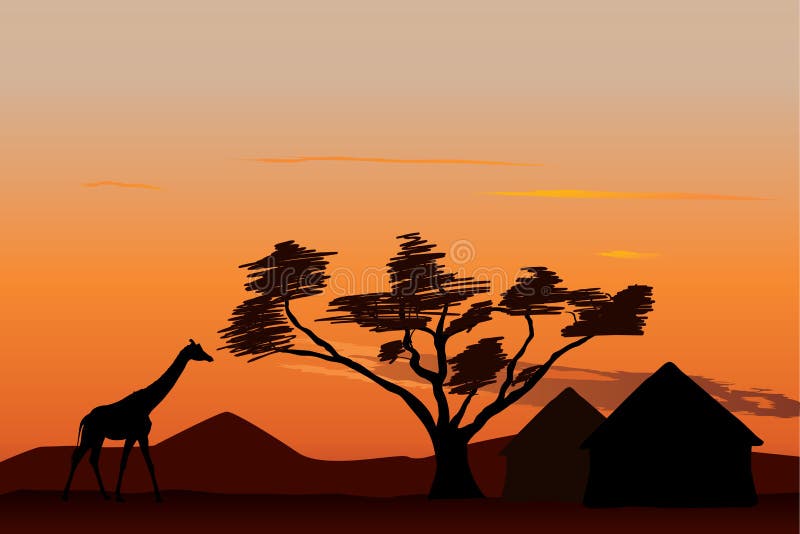 Tramonto in Africa illustrazione di stock Tramonto in Africa illustrazione di stock