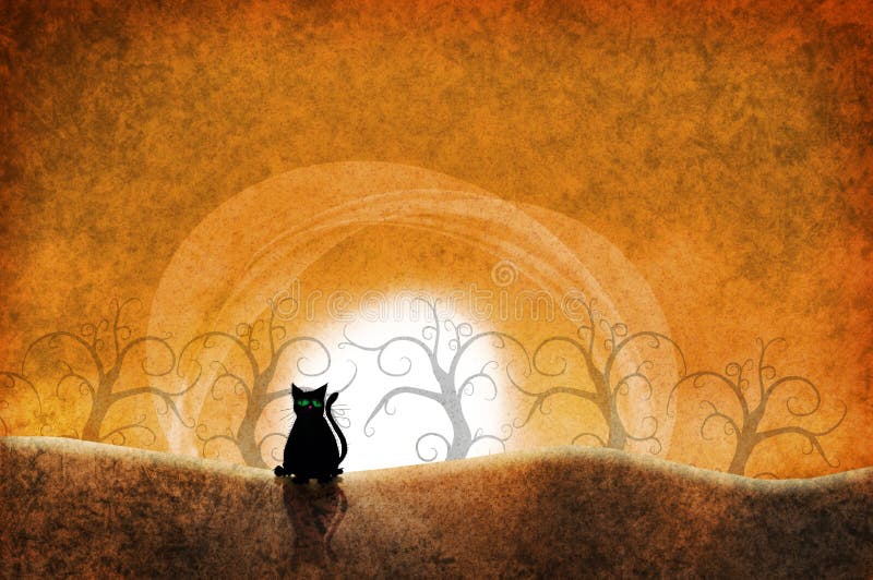 Tramonto del gatto nero royalty illustrazione gratis Tramonto del gatto nero royalty illustrazione gratis