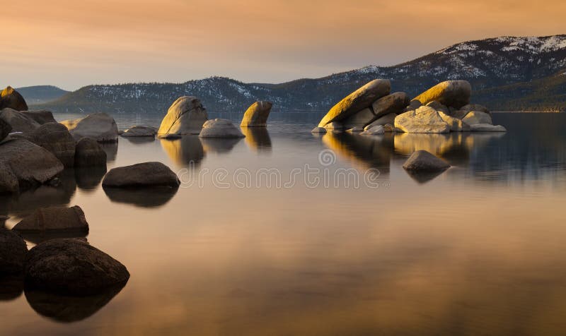 Tramonto di Tahoe del porto della sabbia fotografia stock Tramonto di Tahoe del porto della sabbia fotografia stock