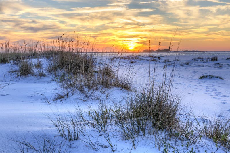 Tramonto nazionale di Seaoats della spiaggia immagini stock libere da diritti Tramonto nazionale di Seaoats della spiaggia immagini stock libere da diritti