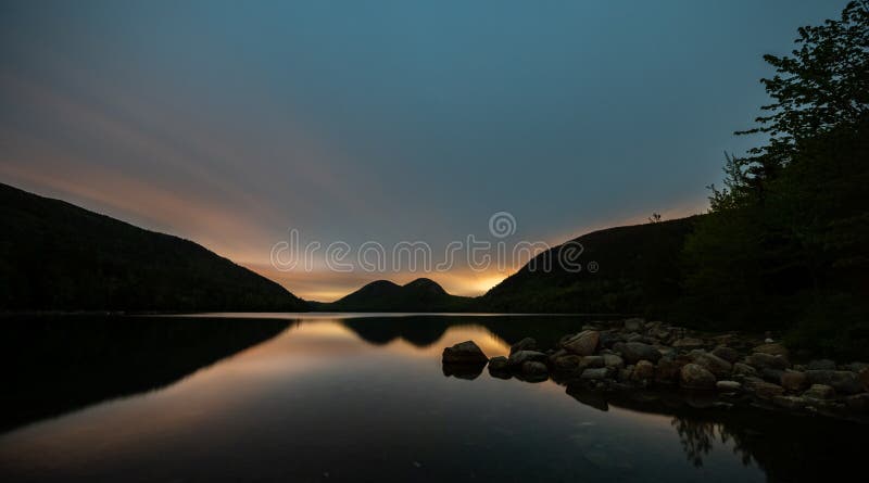 Tramonto nel parco nazionale di acadia immagine stock Tramonto nel parco nazionale di acadia immagine stock