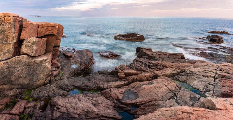 Tramonto nel parco nazionale di acadia fotografia stock libera da diritti Tramonto nel parco nazionale di acadia fotografia stock libera da diritti