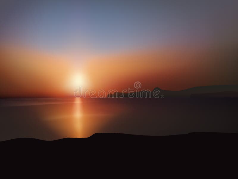 Tramonto sopra il mare illustrazione vettoriale Tramonto sopra il mare illustrazione vettoriale