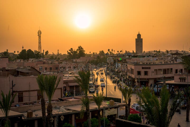 Tramonto su Marrakech fotografia stock libera da diritti Tramonto su Marrakech fotografia stock libera da diritti