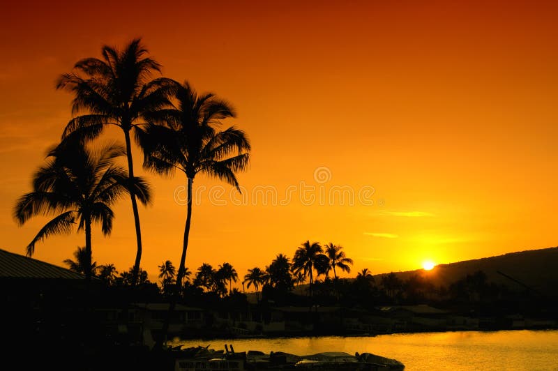 Tramonto su Oahu fotografie stock Tramonto su Oahu fotografie stock
