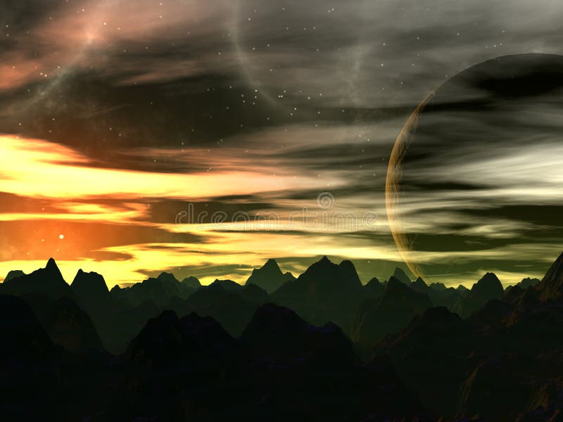 Tramonto su Xilis 8 illustrazione vettoriale Tramonto su Xilis 8 illustrazione vettoriale