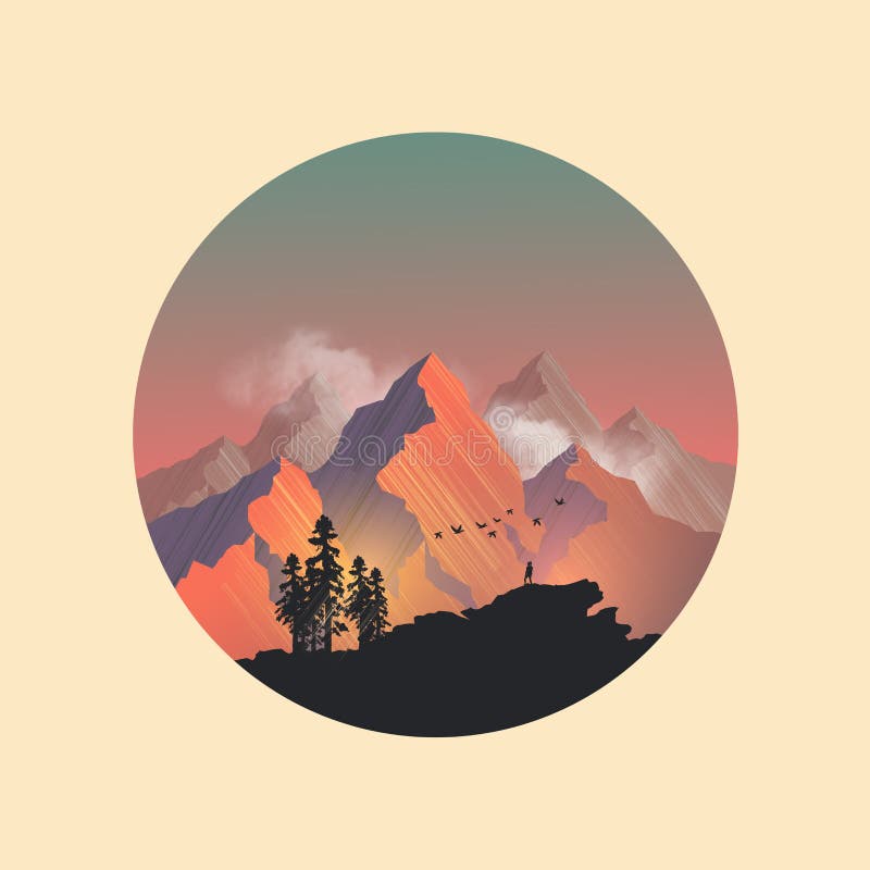 Tramonto superiore della montagna royalty illustrazione gratis Tramonto superiore della montagna royalty illustrazione gratis