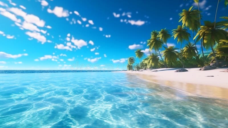 Tranquil beach scene. Exotic tropical beach landscape for background or wallpaper. summer vacation holiday concept, ai generate