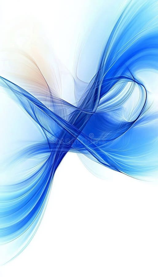 Tranquil Blue Waves Gracefully Flowing on a White Canvas, Capturing Serenity and Artistic Elegance stock illustration