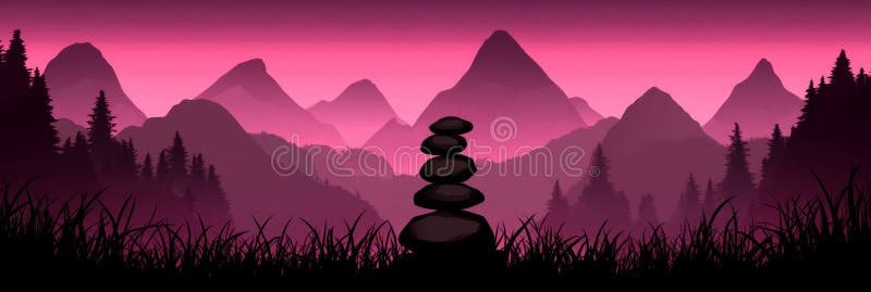 Tranquil Evening Rocks - Shadowed stones balanced at twilight, embodying peace, balance, tranquility, nature, and royalty free stock photos