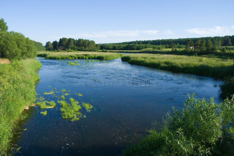 Tranquil river and the meadows