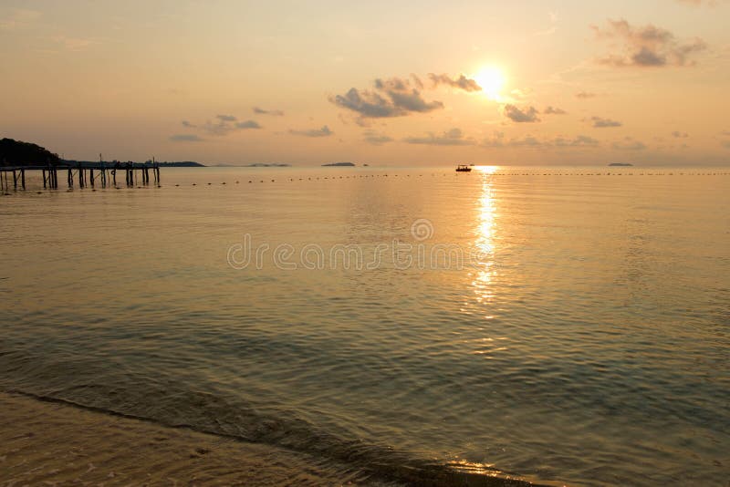 Tranquil scene of beach during sunrise in dawn at Samet island