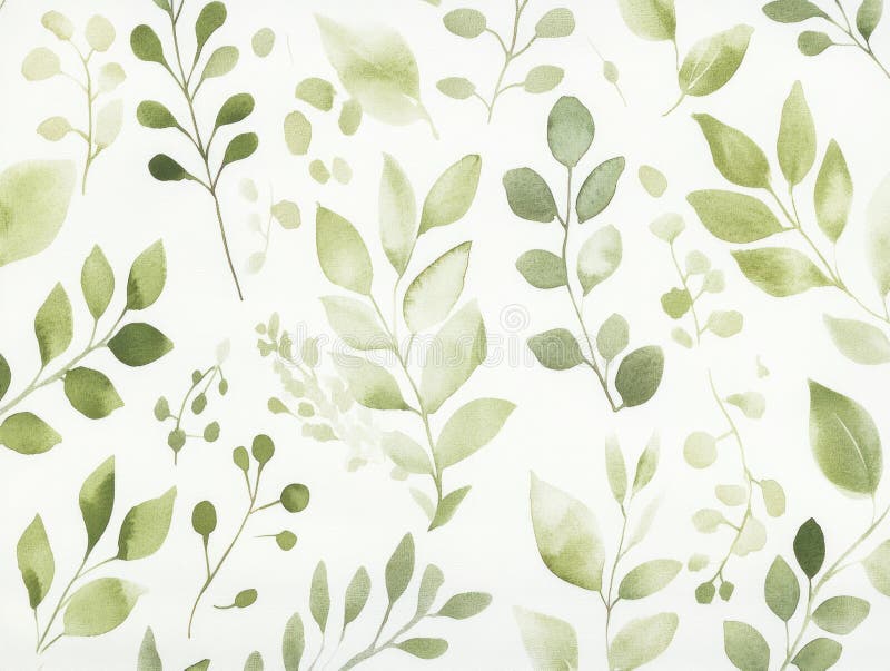 Tranquil Watercolor Leaf Pattern for Nature Inspired Designs Stock
