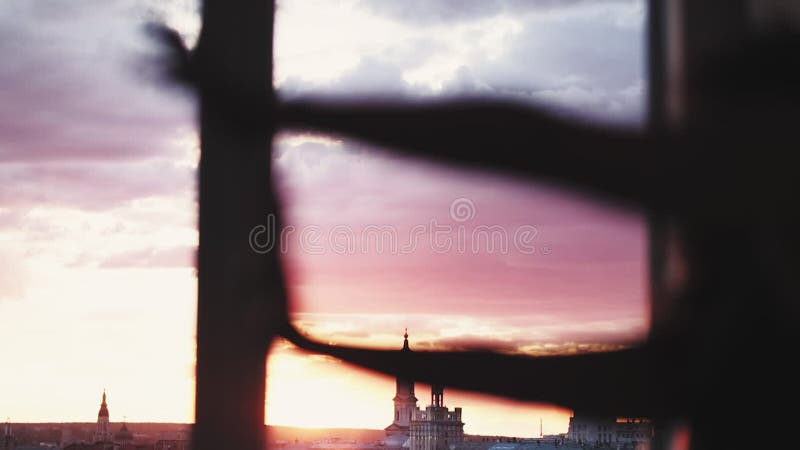 Tranquilidad al atardecer silueta borrosa cielo morado