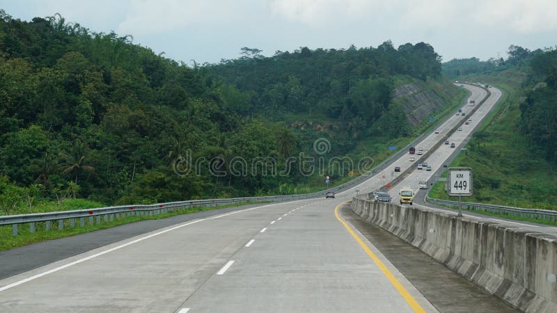 Trans Java toll road KM 449 at noon royalty free stock photo