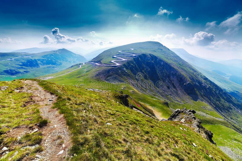Landscape with Transalpina road and Urdele peak of Parang mountains in Romania. Transalpina stock images, royalty-free photos and pictures